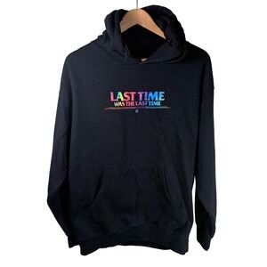 Anti Social Social Club The Groove Hoodie Mens LG Black Rainbow Last Time Grunge